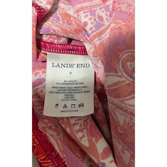 Land's End Women's Tankini Top Size 6 Pink Paisley Print Underwire Swimwear - Picture 3 of 5